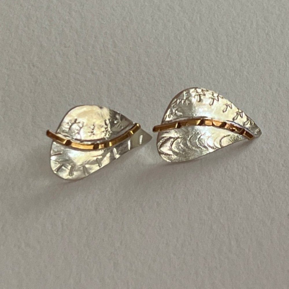 Earrings, custom made, Sterling and Bronze